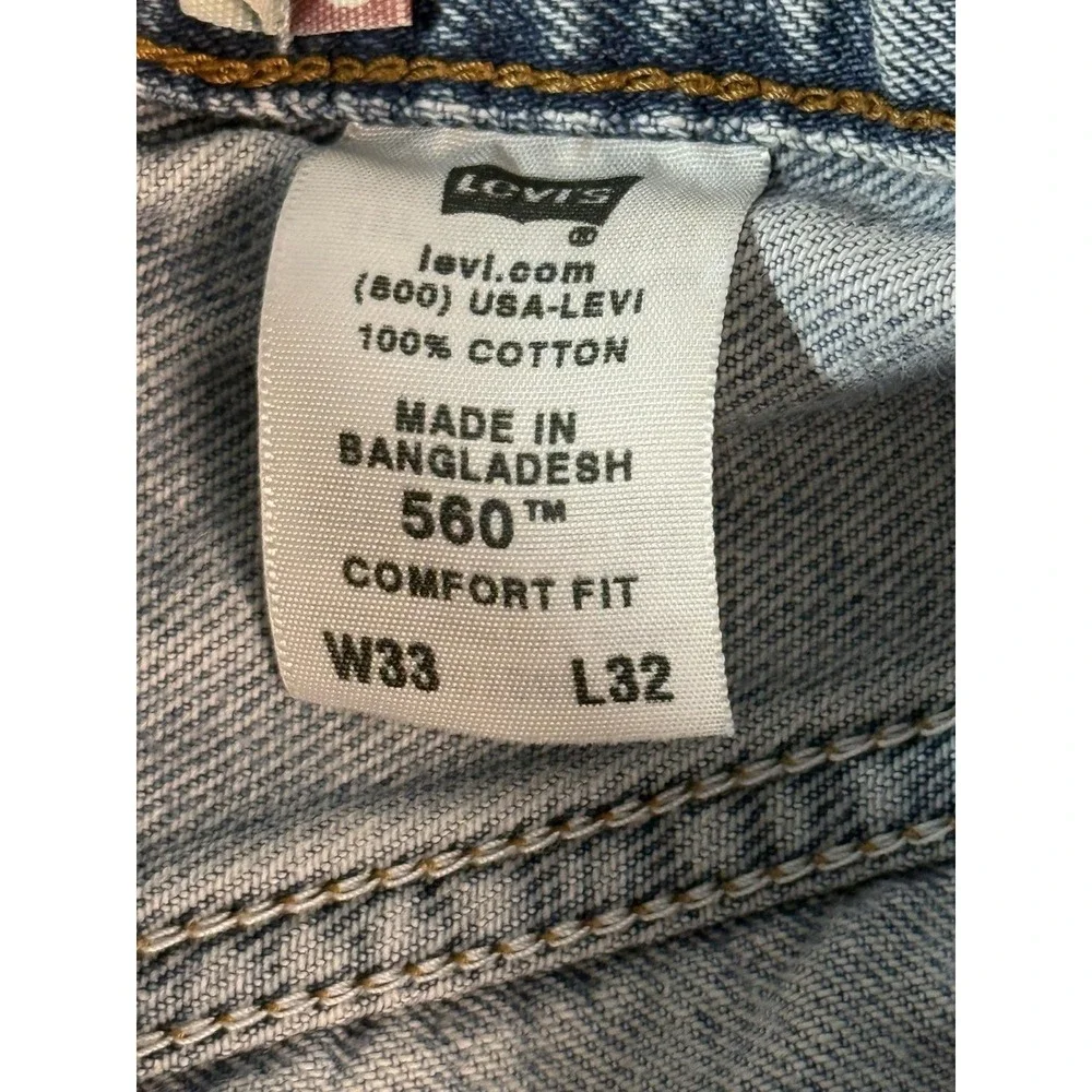Y2k Levi's 560 Jeans Mens 33x32 Light Wash Blue Comfort Fit Denim Casual